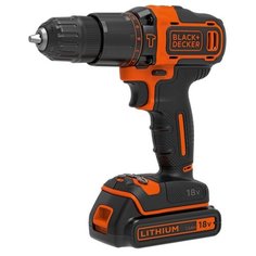 Ударная аккумуляторная дрель-шуруповерт BLACK+DECKER BDCHD18KB 40 Н·м черный/оранжевый