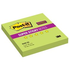 Post-it Блок-кубик Super Sticky, 76x76 мм, 90 штук (654) зеленый неоновый