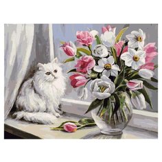 Белоснежка Картина по номерам "Весна на окошке" 30х40 см (128-AS)