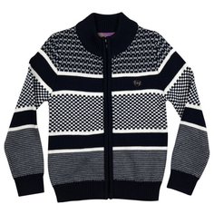 Кардиган Sweet Berry размер 128, синий/серый меланж/белый