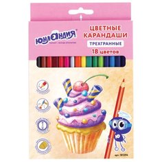 Юнландия Карандаши цветные Сладкие истории 18 цветов (181394)