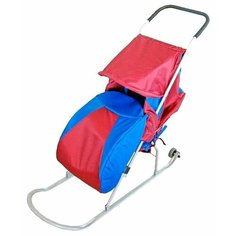 Санки-коляска Вятские сани Вятич-8ПК ЛЮКС+ бордовый/синий