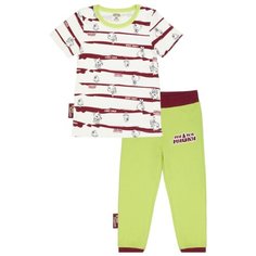 Пижама lucky child размер 30 (116-122), зеленый/белый