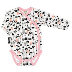 Боди lucky child размер 26 (80-86), белый/черный