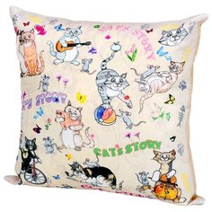Подушка декоративная GiftnHome CatsnMouse 35х35 см (PLW-35 Cats) бежевый
