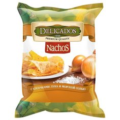 Чипсы Delicados Nachos кукурузные с кусочками лука и морской солью, 75 г