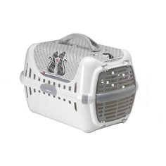 Переноска-клиппер для кошек Moderna Trendy Runner Влюбленные кошки 51х31х34 см белый/серый