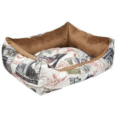 Лежак для кошек, для собак Зооник Трэвел (22224-1) 52х45х17 см коричневый/белый