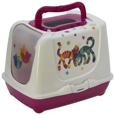 Туалет-домик для кошек Moderna Trendy Cat Friends Forever 57.4х44.8х42.7 см ярко-розовый