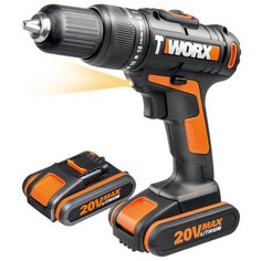 Ударная аккумуляторная дрель-шуруповерт Worx WX371.3 1.5Ач х2 сумка 40 Н·м черный/оранжевый