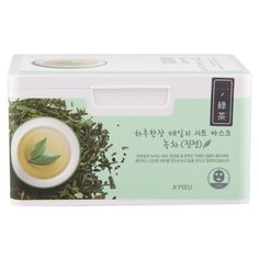APIEU Набор успокаивающих тканевых масок Daily Sheet Mask Green Tea Soothing с экстрактом зеленого чая, 33 шт.