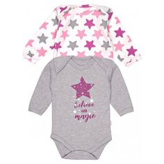 Боди Веселый Малыш размер 80, серый/розовый