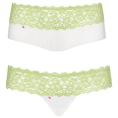 Obsessive Набор трусов Lacea shorties & thong с ажурным поясом, 2 шт., размер L-XL, белый/зеленый