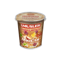 Мюсли Musler хлопья Злаки и фрукты, стакан, 50 г