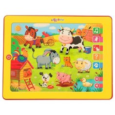 Планшет Азбукварик Музыкальная ферма желтый/красный