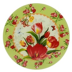 Best Home Kitchen Блюдо вращающееся для сервировки стола Тюльпаны 30 см зеленый