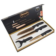 Набор Европа 3 ножа с овощечисткой бронза