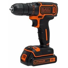 Аккумуляторная дрель-шуруповерт BLACK+DECKER BDCDC18B 30 Н·м черный/оранжевый