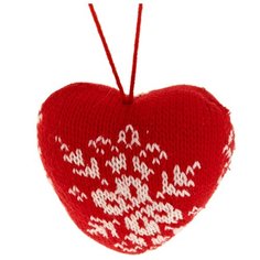 Елочная игрушка Monte Christmas Вязаный узор/Сердце (N6350035СК) красный/белый