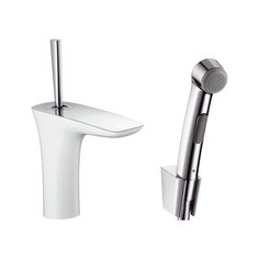 Смеситель для раковины (умывальника) hansgrohe Puravida 15275400 однорычажный лейка в комплекте двухцветный белый/хром