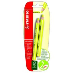 STABILO Сухой текстовыделитель GREENlighter, 2 шт. (B-39170) желтый