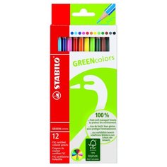 STABILO Цветные карандаши GREEN colors 12 цветов (6019/2-12)