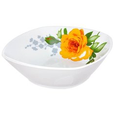 Дулёвский фарфор Салатник квадратный Роза без отводки 300 мл белый/желтый/зеленый