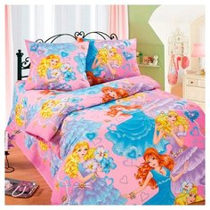 Постельное белье 1.5-спальное Традиция Дай поспать 3825 Принцессы бязь розовый/голубой