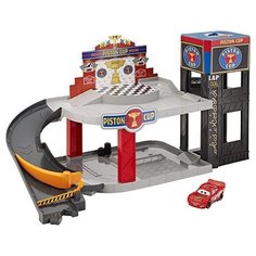 Mattel Тачки Piston Cup Racing Garage черный/серый/красный