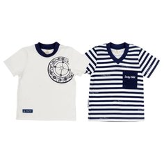 Футболка lucky child размер 22 (68-74), белый/синий