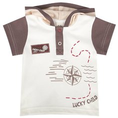 Футболка lucky child размер 22 (68-74), бежевый/коричневый