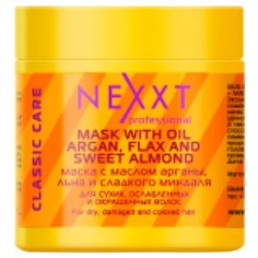NEXXT Classic care Маска с маслом арганы, льна и сладкого миндаля для волос и кожи головы, 500 мл