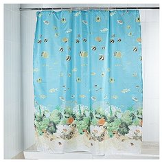 Штора для ванной Aquarius Хургада 180х200 голубой/оранжевый