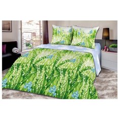 Постельное белье евростандарт Текстильная лавка Салатовое настроение 70 x 70 поплин зеленый/голубой/белый