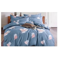 Постельное белье 1.5-спальное Boris Dense BORD025/1, сатин синий