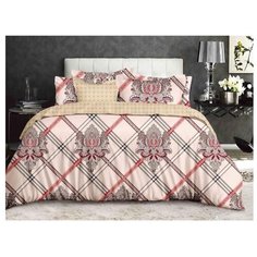 Постельное белье 2-спальное Boris Dense BORD019/2, сатин розовый/бежевый