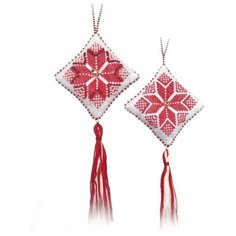 ZENGANA Набор для вышивания бисером и нитками Игрушка Рождественская звезда (красная) 7 х 7 см (M-008)