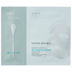 NATURE REPUBLIC пилинг маска на основе BНА-кислот Green derma real gauze peeling mask, 28 г