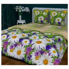 Постельное белье семейное Текстильная лавка Летнее настроение 70 x 70 бязь зеленый / белый