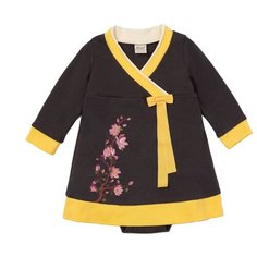 Платье ЁМАЁ размер 86, дымчато-серый-жёлтый