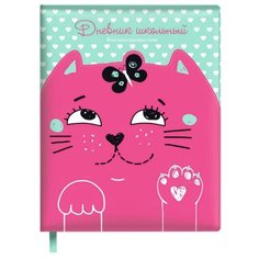 Феникс Дневник школьный Кот розовый/мятный