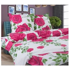 Постельное белье евростандарт СайлиД A-117, поплин белый/красный