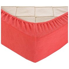 Простыня Текс-Дизайн махровая на резинке 90 х 200 коралл