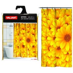 Штора для ванной Valiant Желтые цветы 180х180 желтый