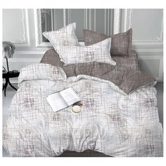 Постельное белье 2-спальное с евро простыней Toontex КЛН792 сатин серый/коричневый