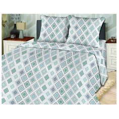Постельное белье евростандарт Toontex Ромбы бязь серый/зеленый