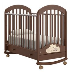 Кроватка Nuovita Grano (колесо) (качалка), на полозьях темный орех