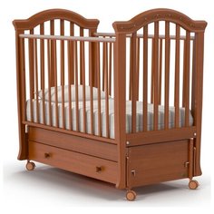 Кроватка Nuovita Perla (качалка), продольный маятник темный орех