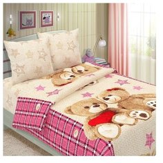 Постельное белье 1.5-спальное Традиция Дай Поспать 3825 Тедди (розовый) бязь