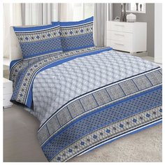 Постельное белье семейное Letto B193 70х70 см, бязь синий/серый